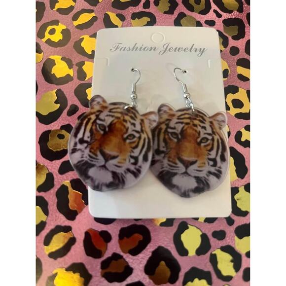 NEW 🐅 Tiger 🐅 Acrylic Earrings - Picture 1 of 4